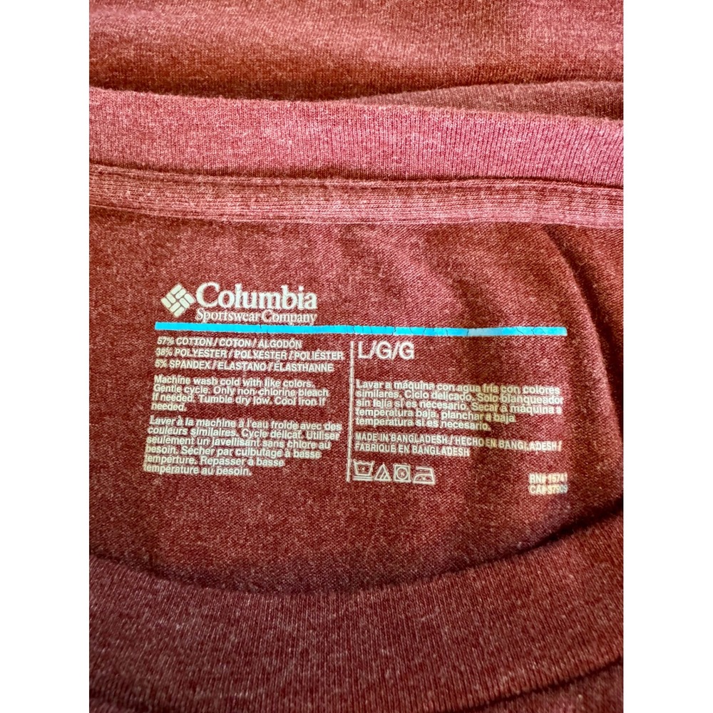 Columbia Mens Heathered Burgundy Red Short Sleeve Logo T-Shirt Large - Picture 4 of 6